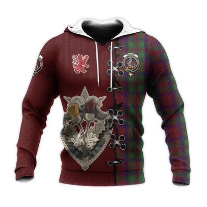 Printivon Macbain Of Tomatin Tartan Hoodie Lion Rampant And Celtic Thistle Style