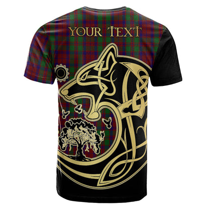 Printivon MacBain of Tomatin Crest Celtic Wolf Tartan T Shirt Custom Your Text