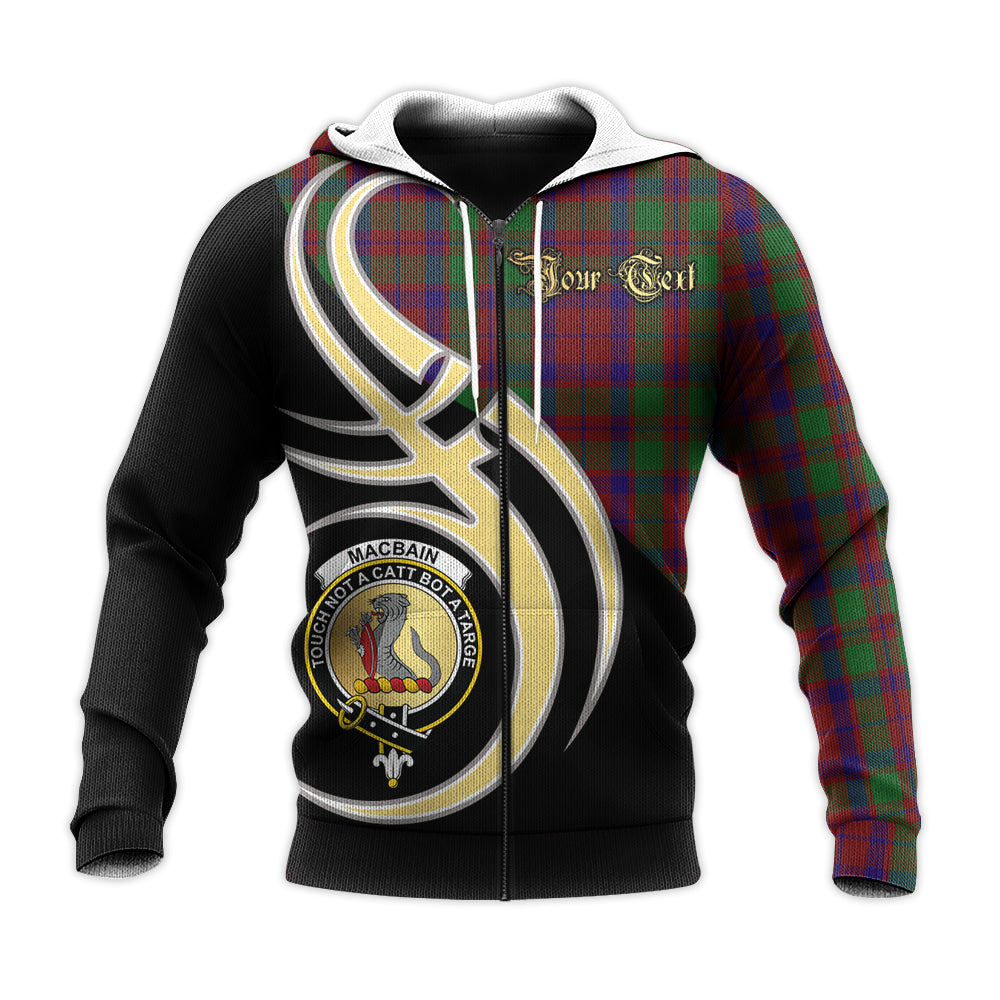Printivon Macbain Of Tomatin Clan Believe In Me Crest Tartan Knitted Hoodie Custom Your Text
