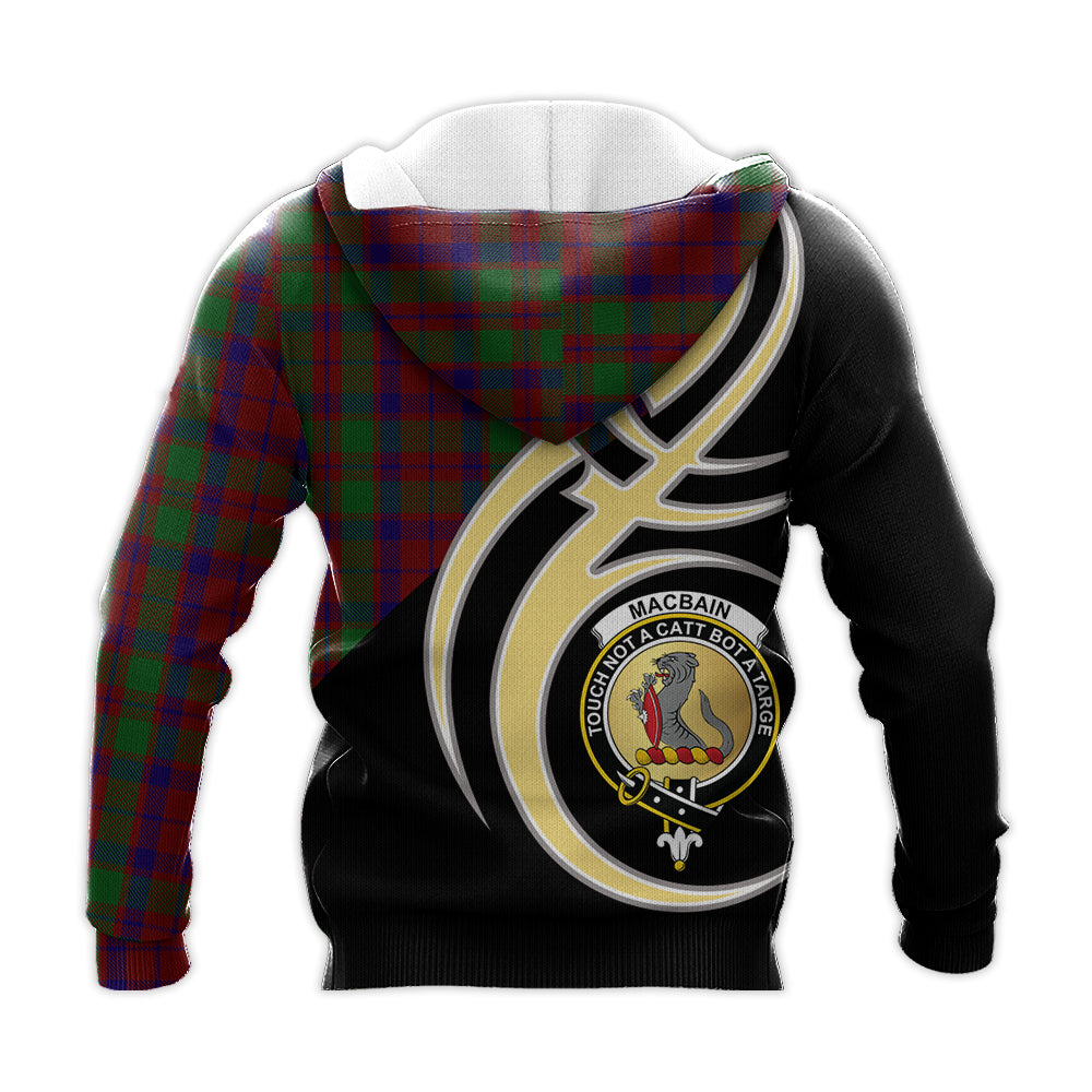 Printivon Macbain Of Tomatin Clan Believe In Me Crest Tartan Knitted Hoodie Custom Your Text