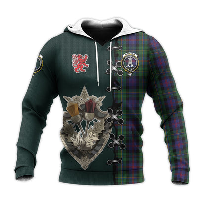 Printivon Maccallum Tartan Hoodie Lion Rampant And Celtic Thistle Style