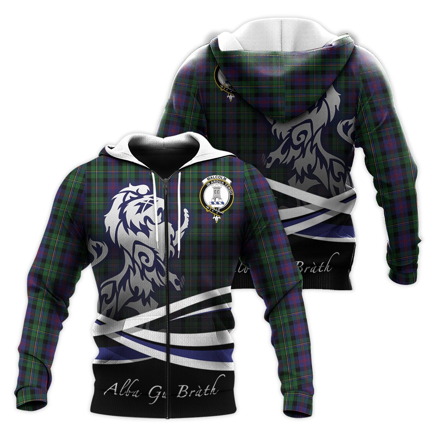 Printivon Maccallum Tartan Scottish Lion Hoodie