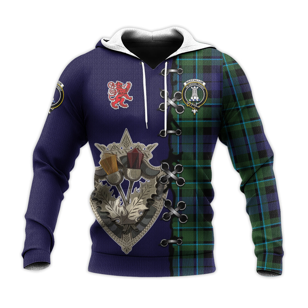 Printivon Maccallum Modern Tartan Hoodie Lion Rampant And Celtic Thistle Style