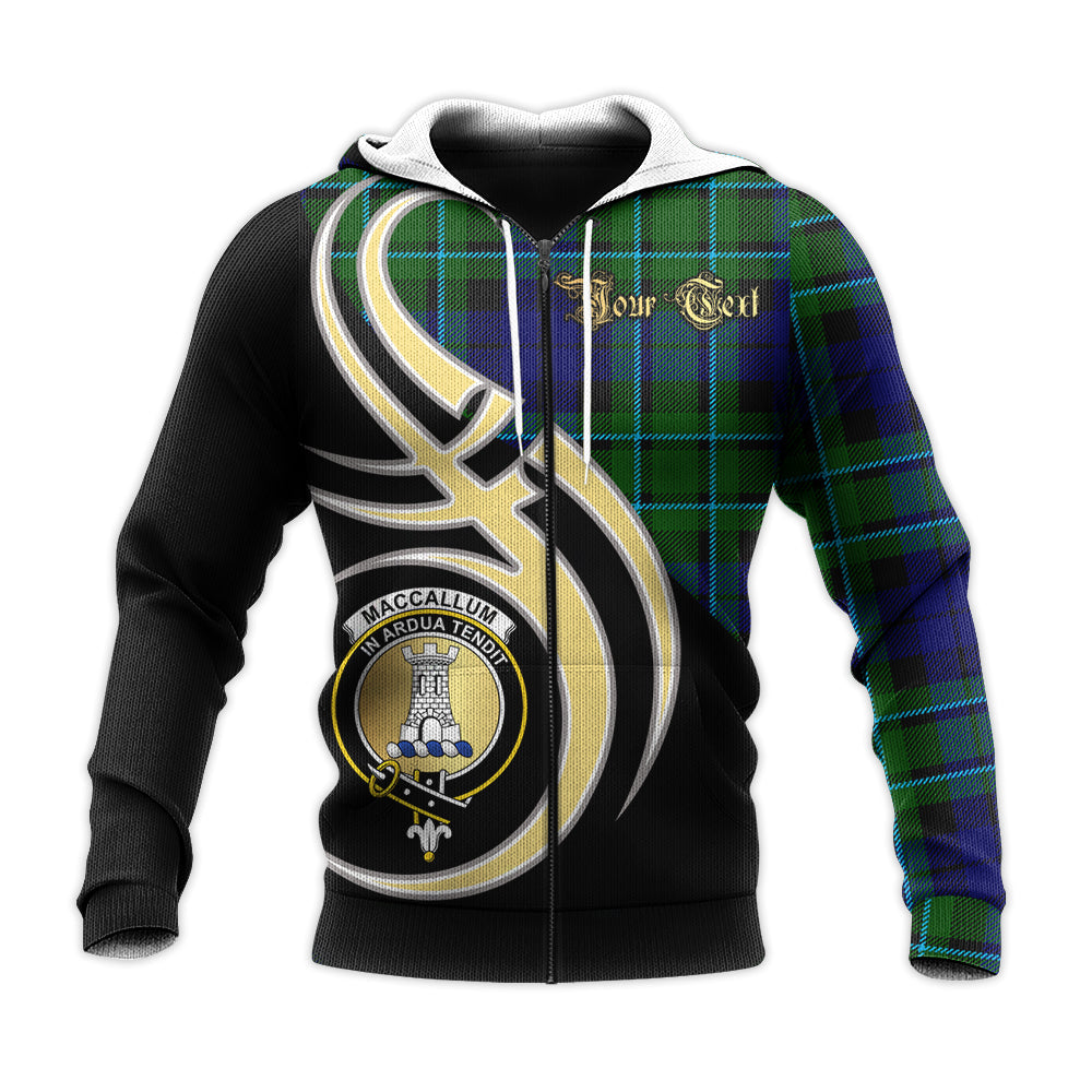 Printivon Maccallum Modern Clan Believe In Me Crest Tartan Knitted Hoodie Custom Your Text