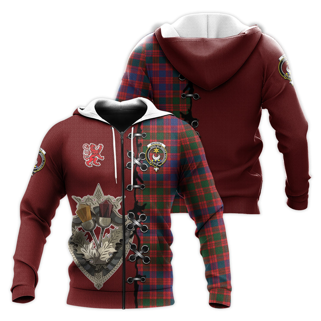 Printivon Maccoll Ancient Tartan Hoodie Lion Rampant And Celtic Thistle Style