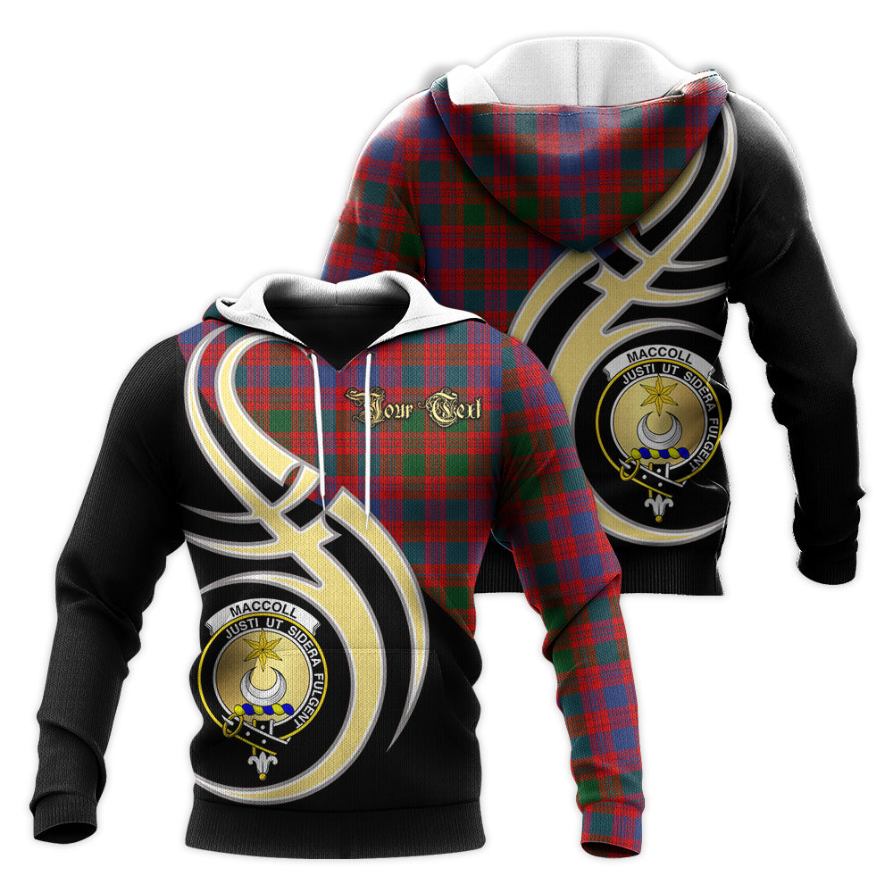 Printivon Maccoll Ancient Clan Believe In Me Crest Tartan Knitted Hoodie Custom Your Text