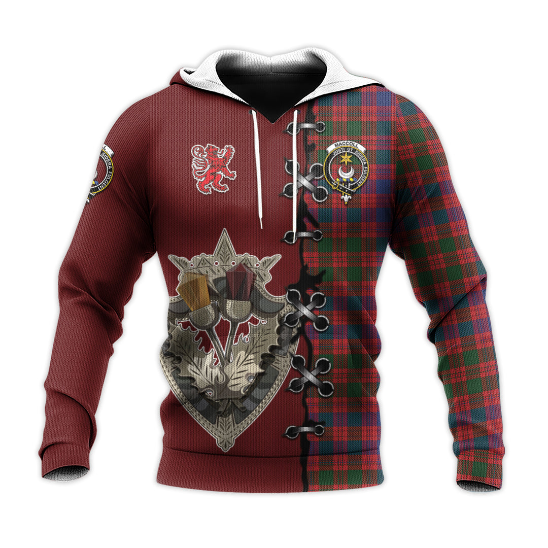 Printivon Maccoll Ancient Tartan Hoodie Lion Rampant And Celtic Thistle Style