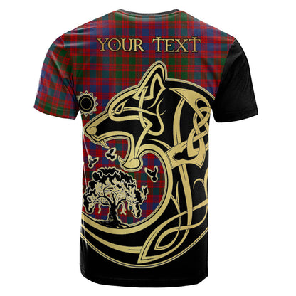 Printivon MacColl Ancient Crest Celtic Wolf Tartan T Shirt Custom Your Text