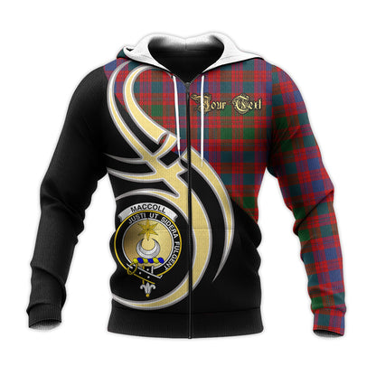 Printivon Maccoll Ancient Clan Believe In Me Crest Tartan Knitted Hoodie Custom Your Text