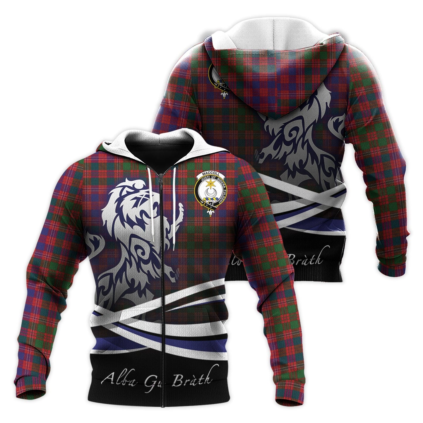Printivon Maccoll Hunting Tartan Scottish Lion Hoodie