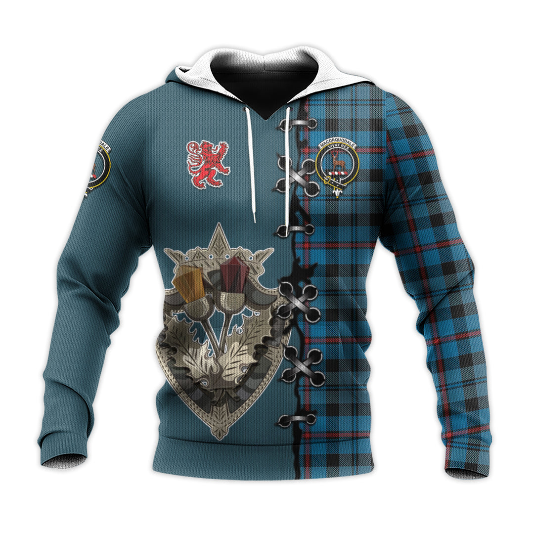 Printivon Maccorquodale Tartan Hoodie Lion Rampant And Celtic Thistle Style