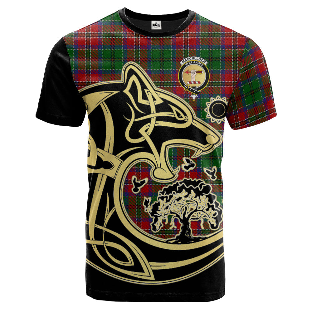 Printivon MacCulloch Crest Celtic Wolf Tartan T Shirt Custom Your Text