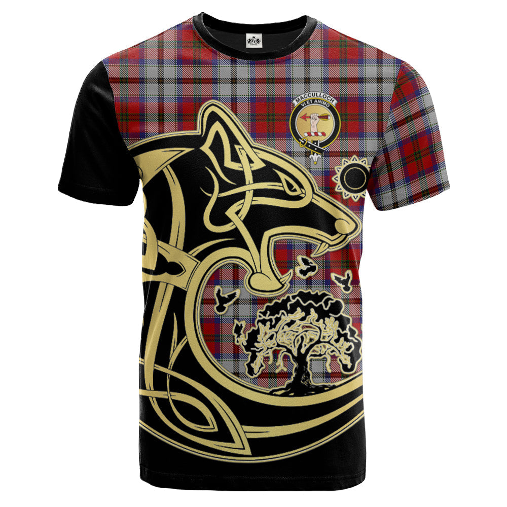 Printivon MacCulloch Dress Crest Celtic Wolf Tartan T Shirt Custom Your Text