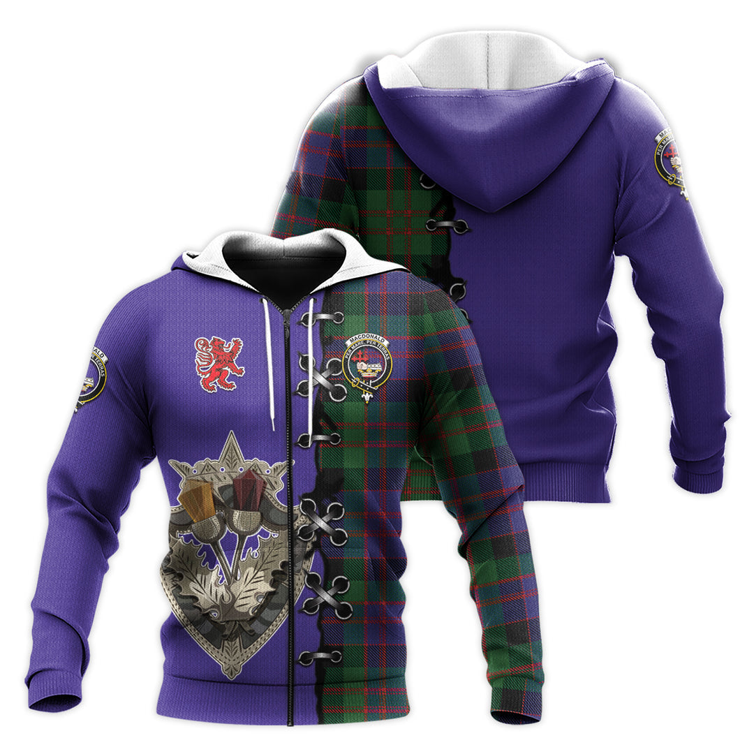 Printivon Macdonald Tartan Hoodie Lion Rampant And Celtic Thistle Style