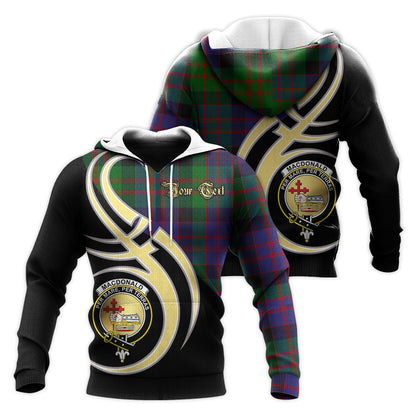 Printivon Macdonald Clan Believe In Me Crest Tartan Knitted Hoodie Custom Your Text