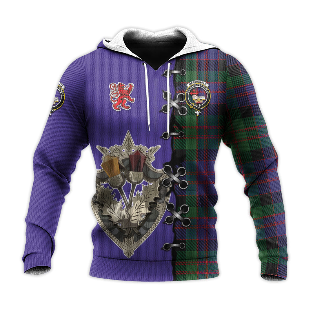 Printivon Macdonald Tartan Hoodie Lion Rampant And Celtic Thistle Style