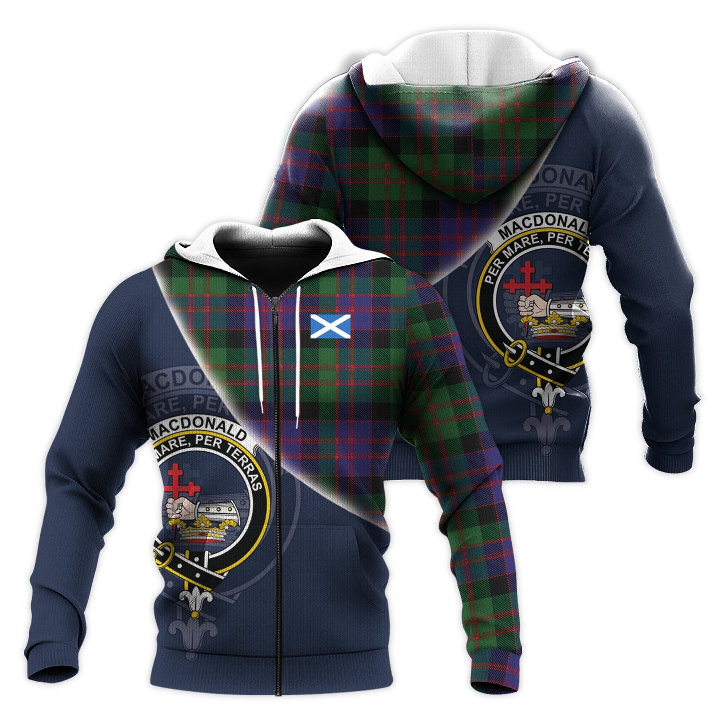 Printivon Macdonald Tartan Scottish Crest Hoodie