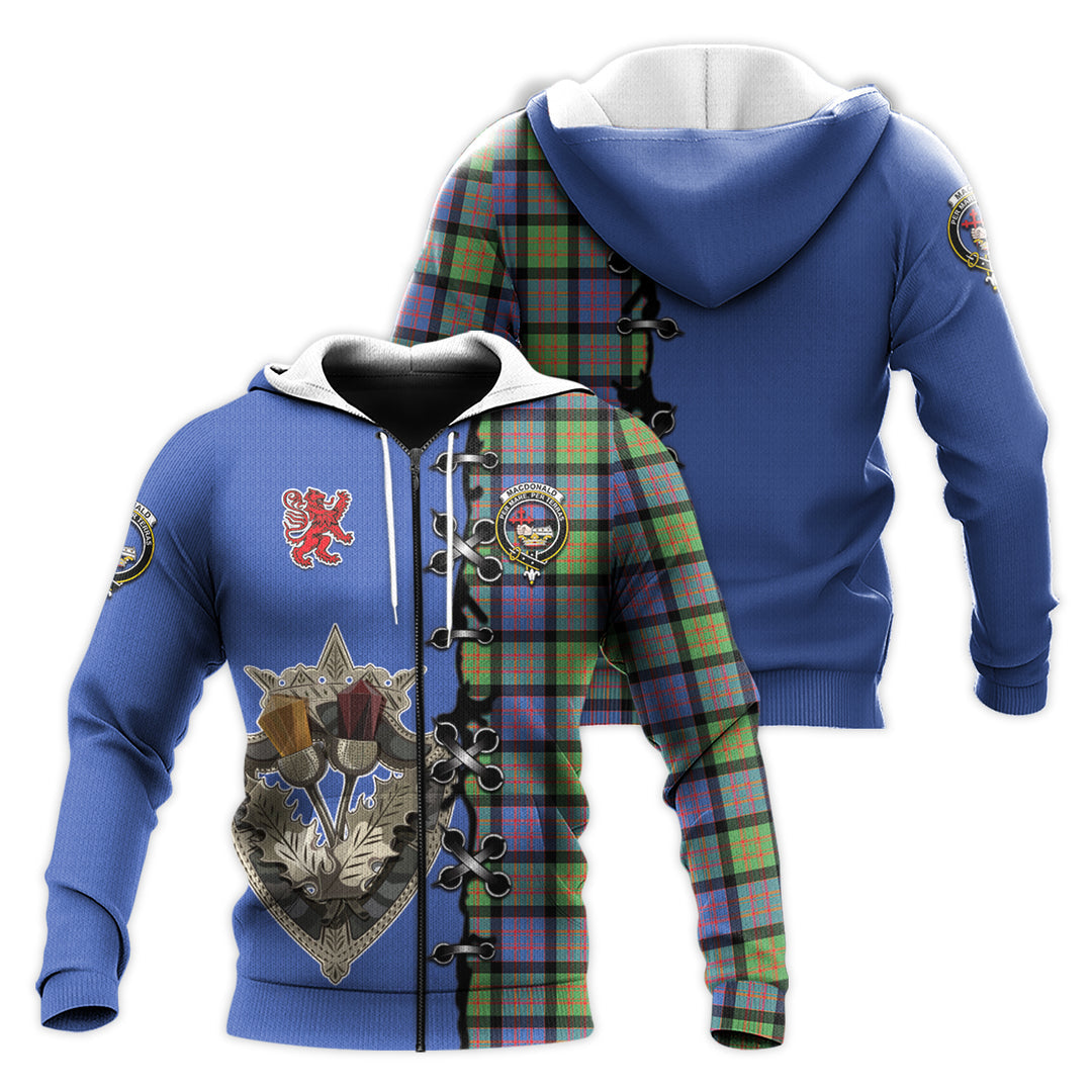 Printivon Macdonald Ancient Tartan Hoodie Lion Rampant And Celtic Thistle Style