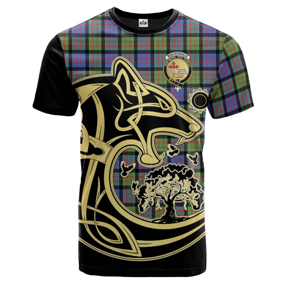 Printivon MacDonald Ancient Crest Celtic Wolf Tartan T Shirt Custom Your Text