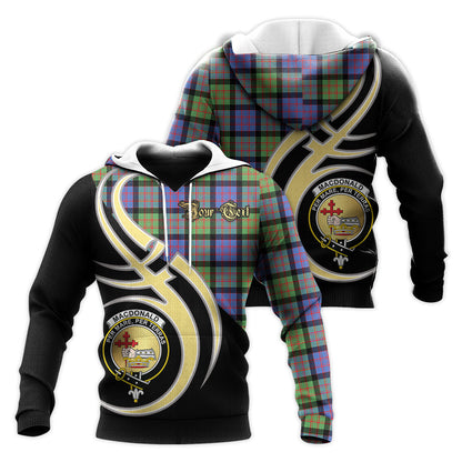 Printivon Macdonald Ancient Clan Believe In Me Crest Tartan Knitted Hoodie Custom Your Text