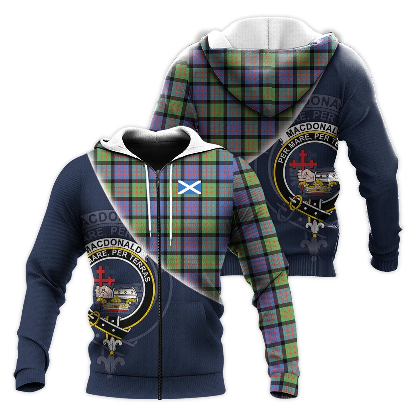 Printivon Macdonald Ancient Tartan Scottish Crest Hoodie