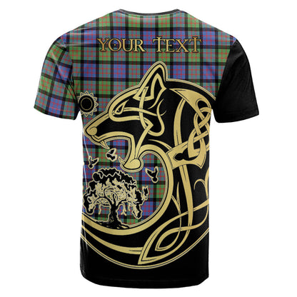Printivon MacDonald Ancient Crest Celtic Wolf Tartan T Shirt Custom Your Text