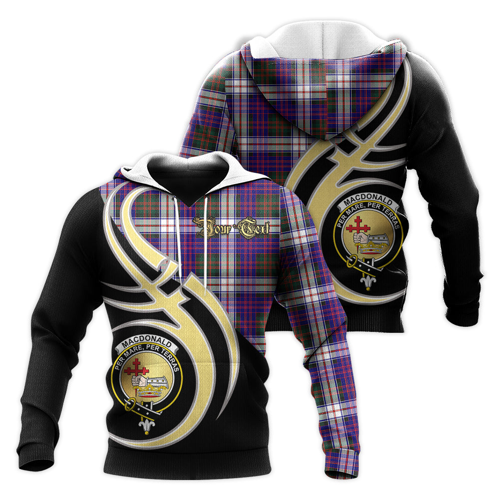 Printivon Macdonald Dress Modern Clan Believe In Me Crest Tartan Knitted Hoodie Custom Your Text