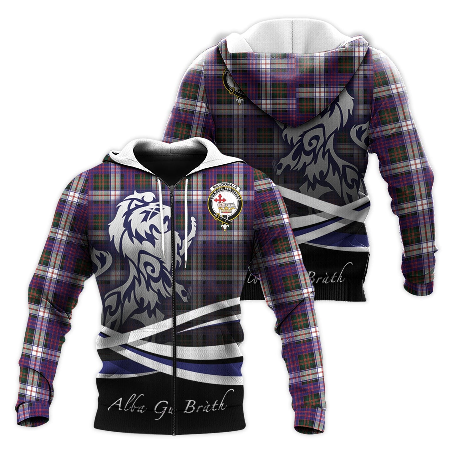 Printivon Macdonald Dress Modern Tartan Scottish Lion Hoodie