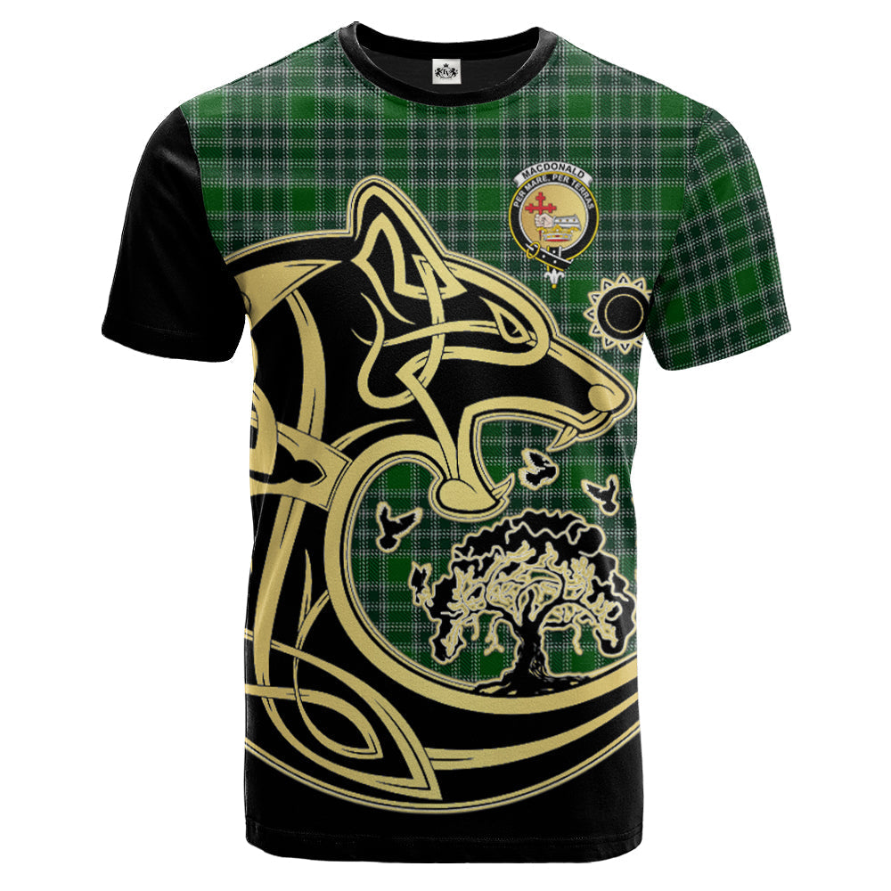 Printivon MacDonald Lord of the Isles Hunting Crest Celtic Wolf Tartan T Shirt Custom Your Text
