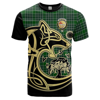 Printivon MacDonald Lord of the Isles Hunting Crest Celtic Wolf Tartan T Shirt Custom Your Text