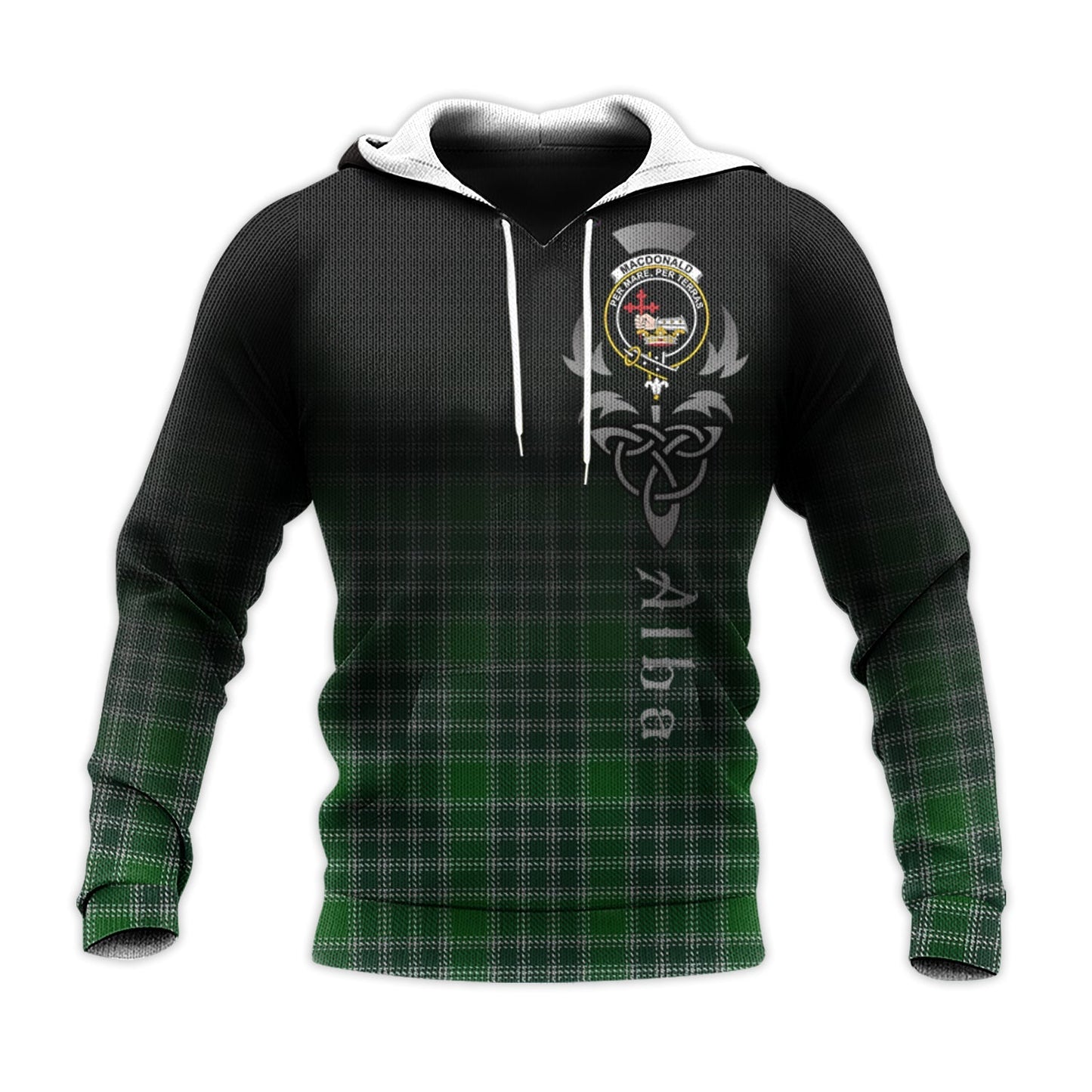 Printivon Macdonald, Lord Of The Isles Hunting Tartan Crest Alba Celtic Hoodie