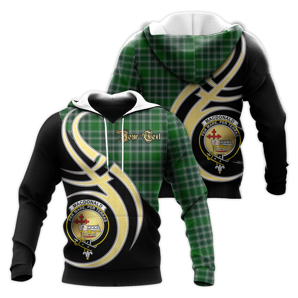 Printivon Macdonald Lord Of The Isles Hunting Clan Believe In Me Crest Tartan Knitted Hoodie Custom Your Text