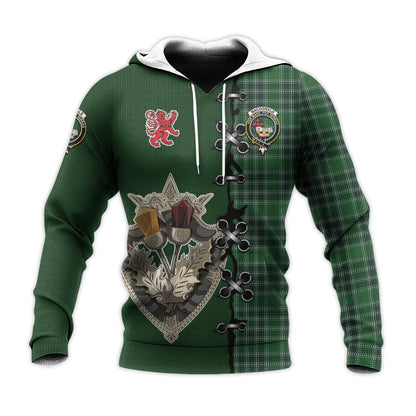 Printivon Macdonald, Lord Of The Isles Hunting Tartan Hoodie Lion Rampant And Celtic Thistle Style
