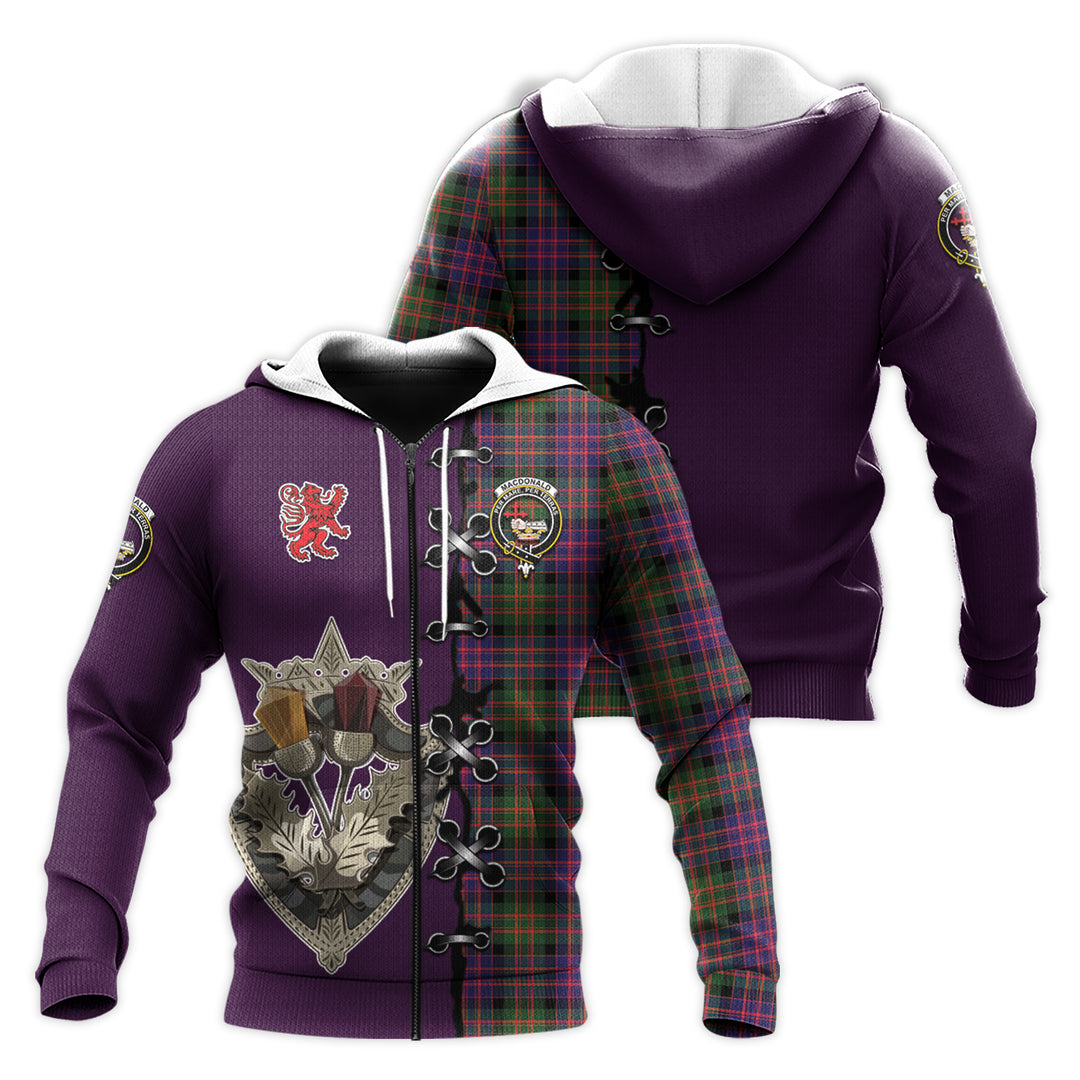 Printivon Macdonald Modern Tartan Hoodie Lion Rampant And Celtic Thistle Style