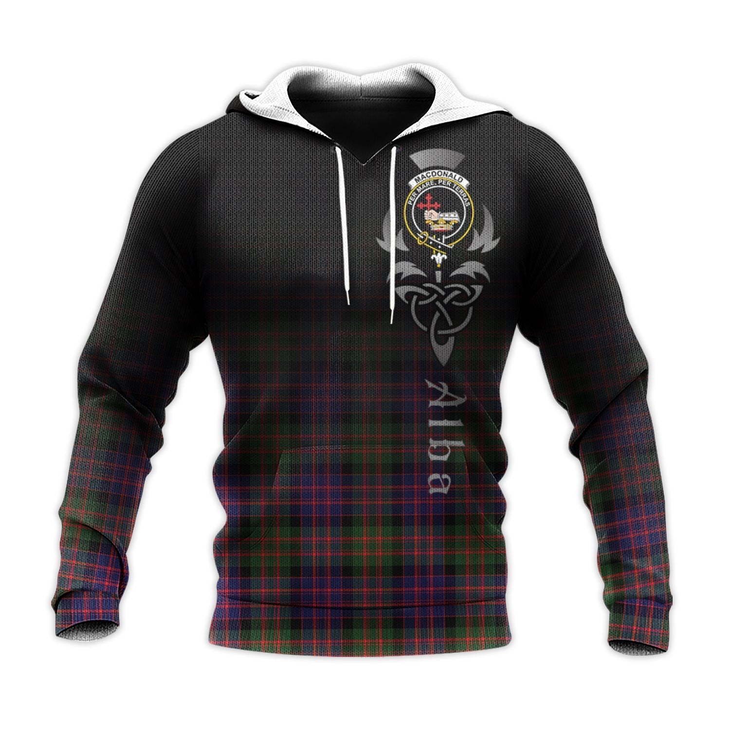 Printivon Macdonald Modern Tartan Crest Alba Celtic Hoodie