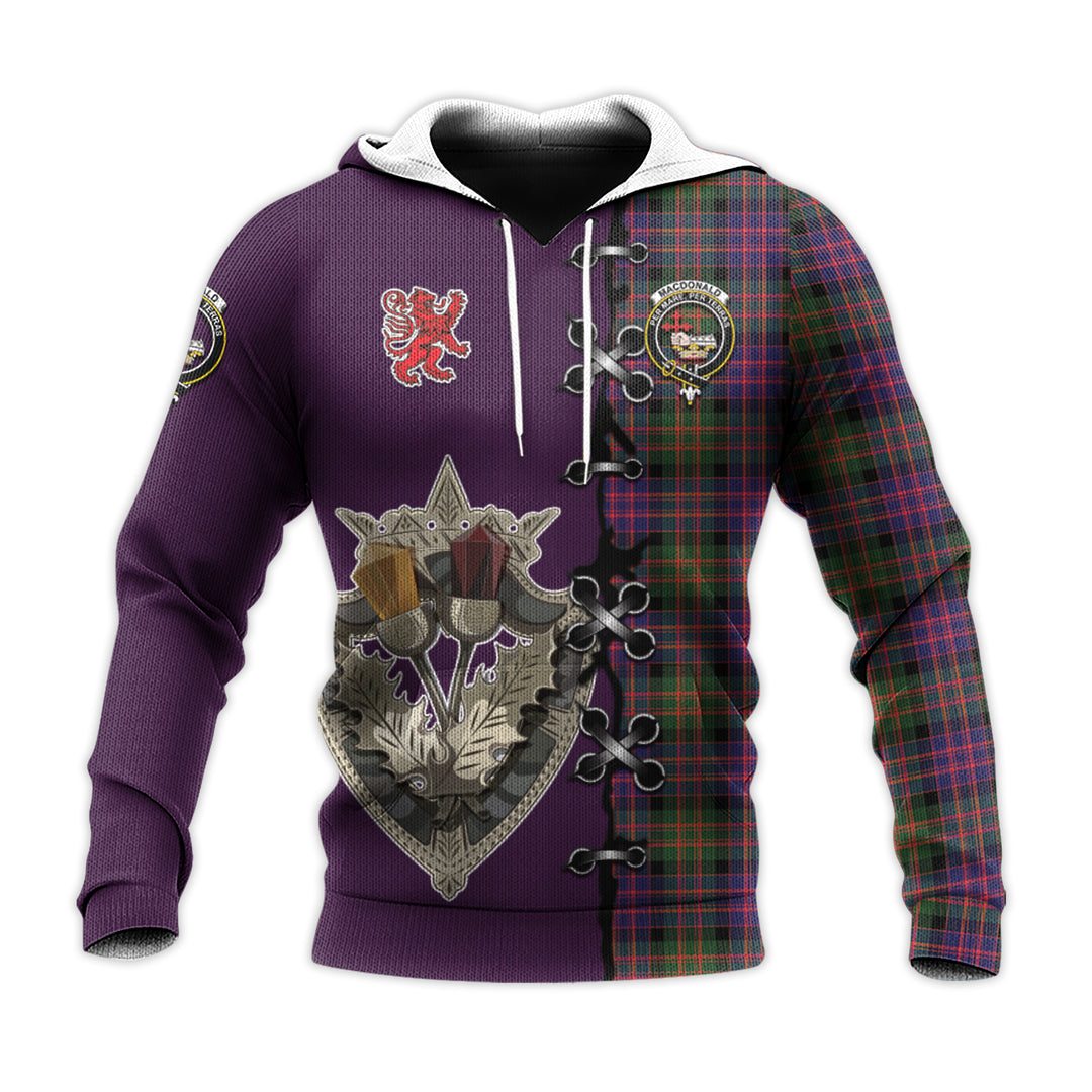 Printivon Macdonald Modern Tartan Hoodie Lion Rampant And Celtic Thistle Style