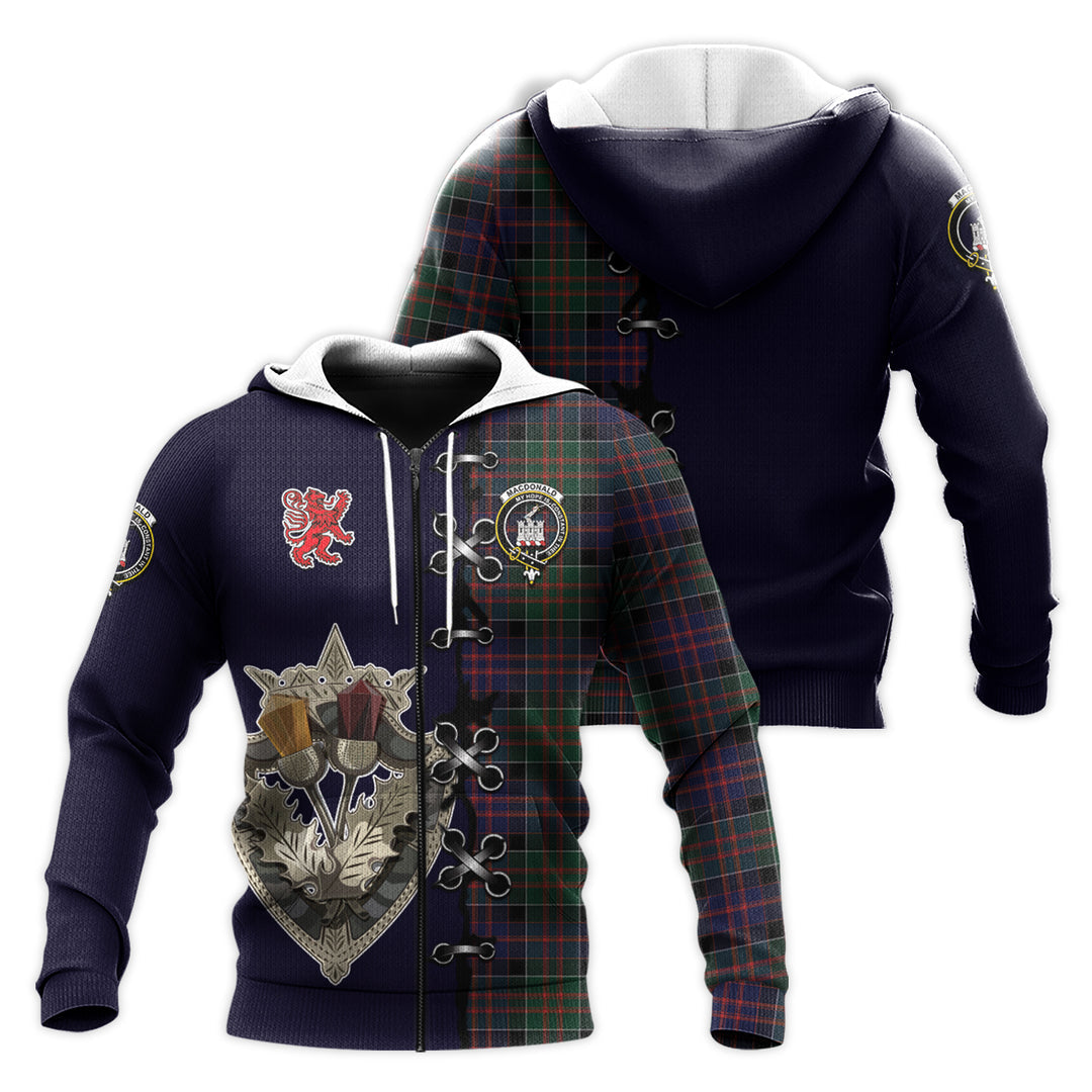 Printivon Macdonald Of Clanranald Tartan Hoodie Lion Rampant And Celtic Thistle Style