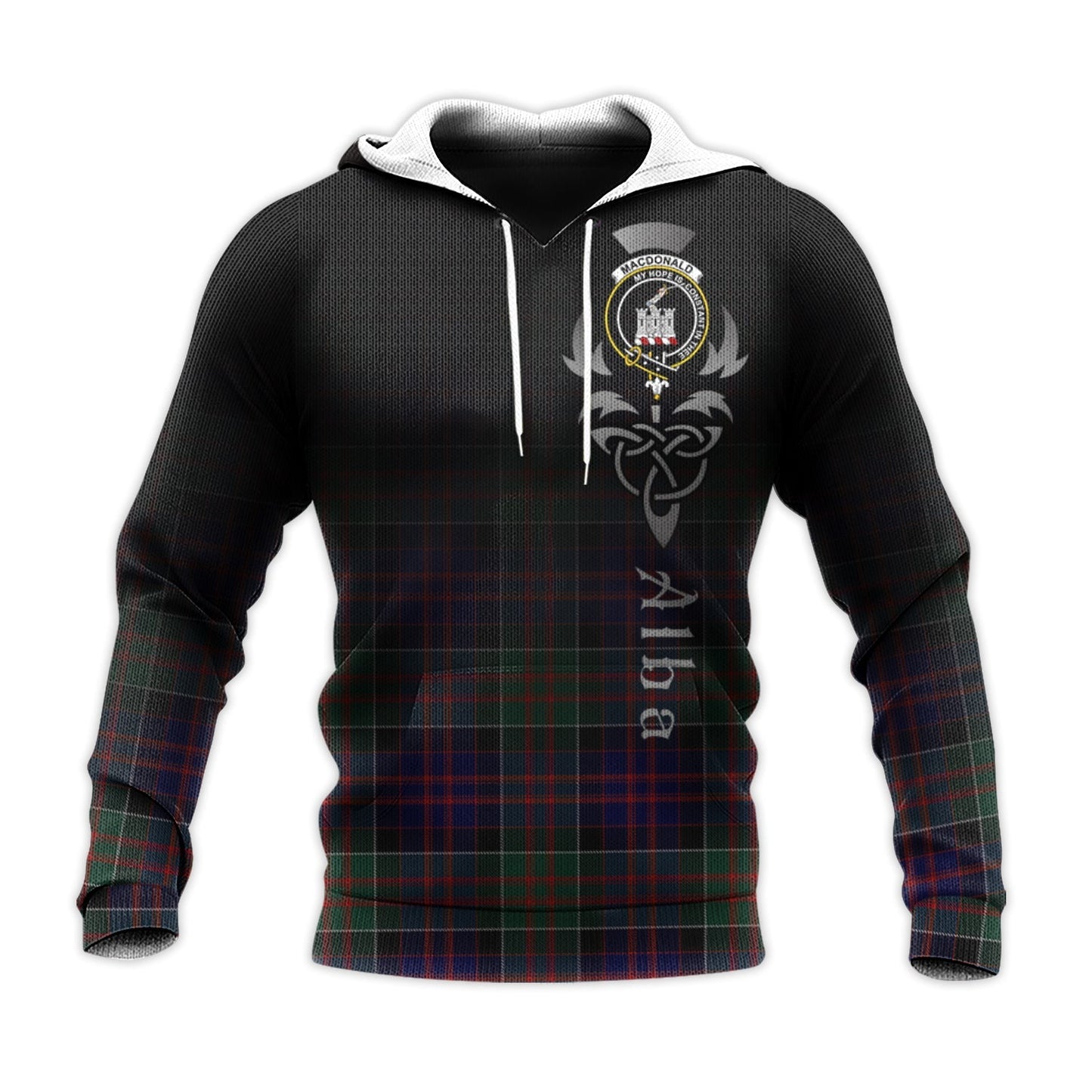 Printivon Macdonald Of Clanranald Tartan Crest Alba Celtic Hoodie