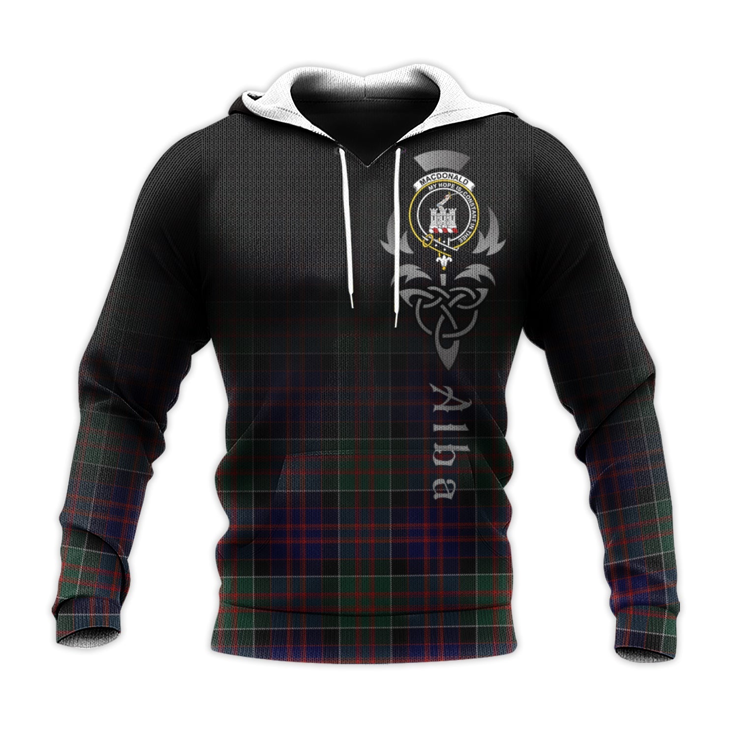 Printivon Macdonald Of Clanranald Tartan Crest Alba Celtic Hoodie