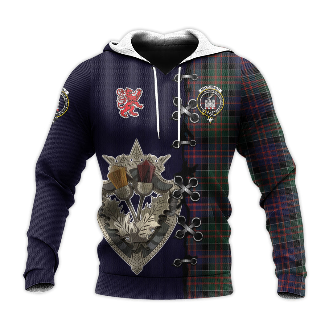 Printivon Macdonald Of Clanranald Tartan Hoodie Lion Rampant And Celtic Thistle Style