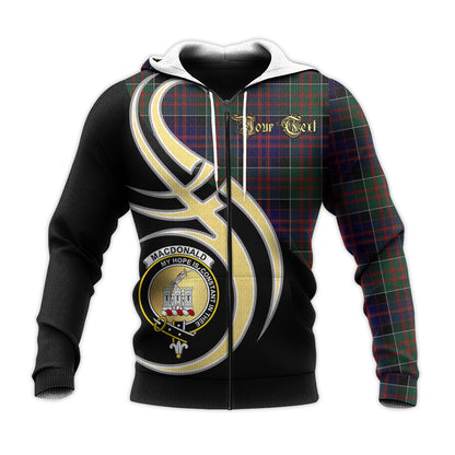 Printivon Macdonald Of Clanranald Clan Believe In Me Crest Tartan Knitted Hoodie Custom Your Text