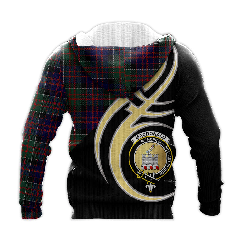 Printivon Macdonald Of Clanranald Clan Believe In Me Crest Tartan Knitted Hoodie Custom Your Text