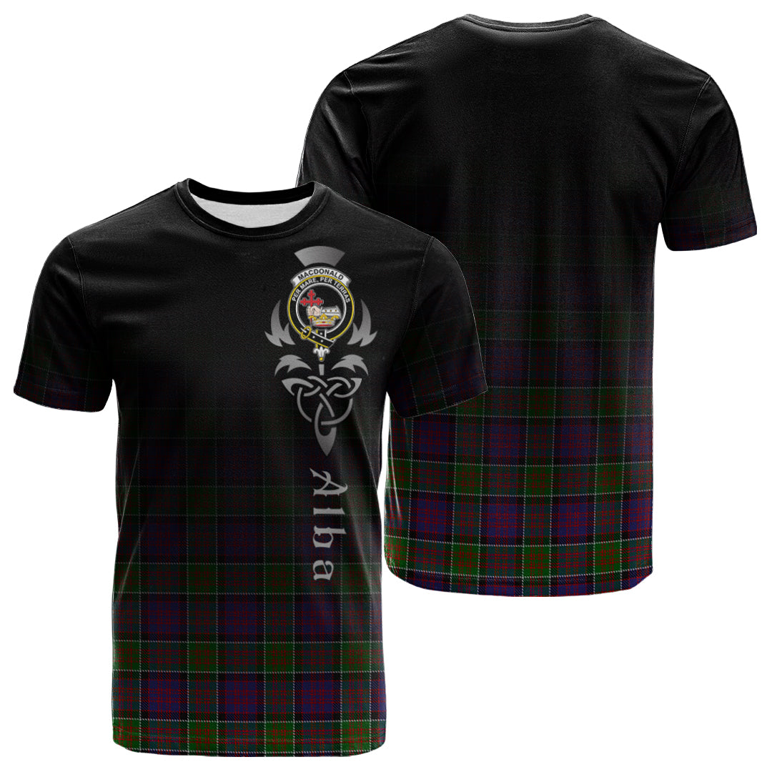 Printivon MacDonald of Clanranald Modern Tartan Crest Alba Celtic T Shirt