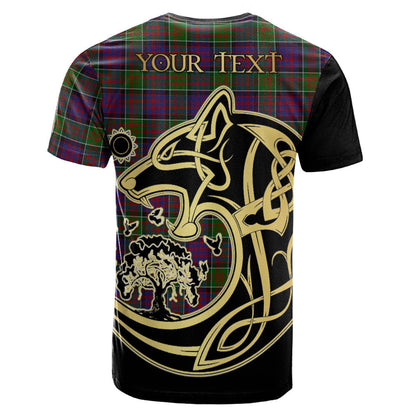Printivon MacDonald of Clanranald Modern Crest Celtic Wolf Tartan T Shirt Custom Your Text