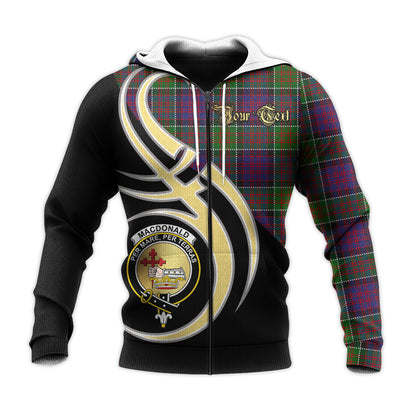 Printivon Macdonald Of Clanranald Modern Clan Believe In Me Crest Tartan Knitted Hoodie Custom Your Text