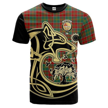 Printivon MacDonald of Kingsburgh Crest Celtic Wolf Tartan T Shirt Custom Your Text