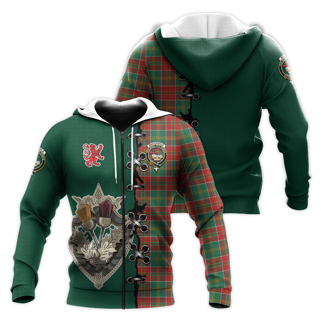 Printivon Macdonald Of Kingsburgh Tartan Hoodie Lion Rampant And Celtic Thistle Style