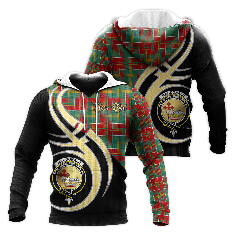 Printivon Macdonald Of Kingsburgh Clan Believe In Me Crest Tartan Knitted Hoodie Custom Your Text