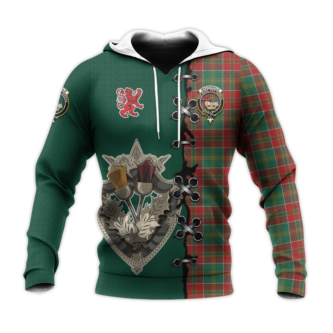 Printivon Macdonald Of Kingsburgh Tartan Hoodie Lion Rampant And Celtic Thistle Style