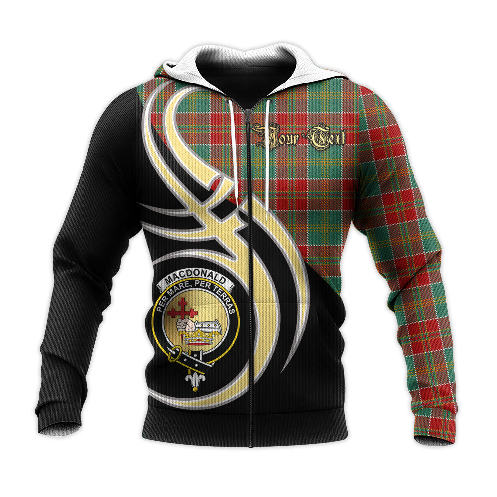 Printivon Macdonald Of Kingsburgh Clan Believe In Me Crest Tartan Knitted Hoodie Custom Your Text